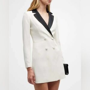 Alice + Olivia White Kyrie Tuxedo Double Breasted Dress Size 2